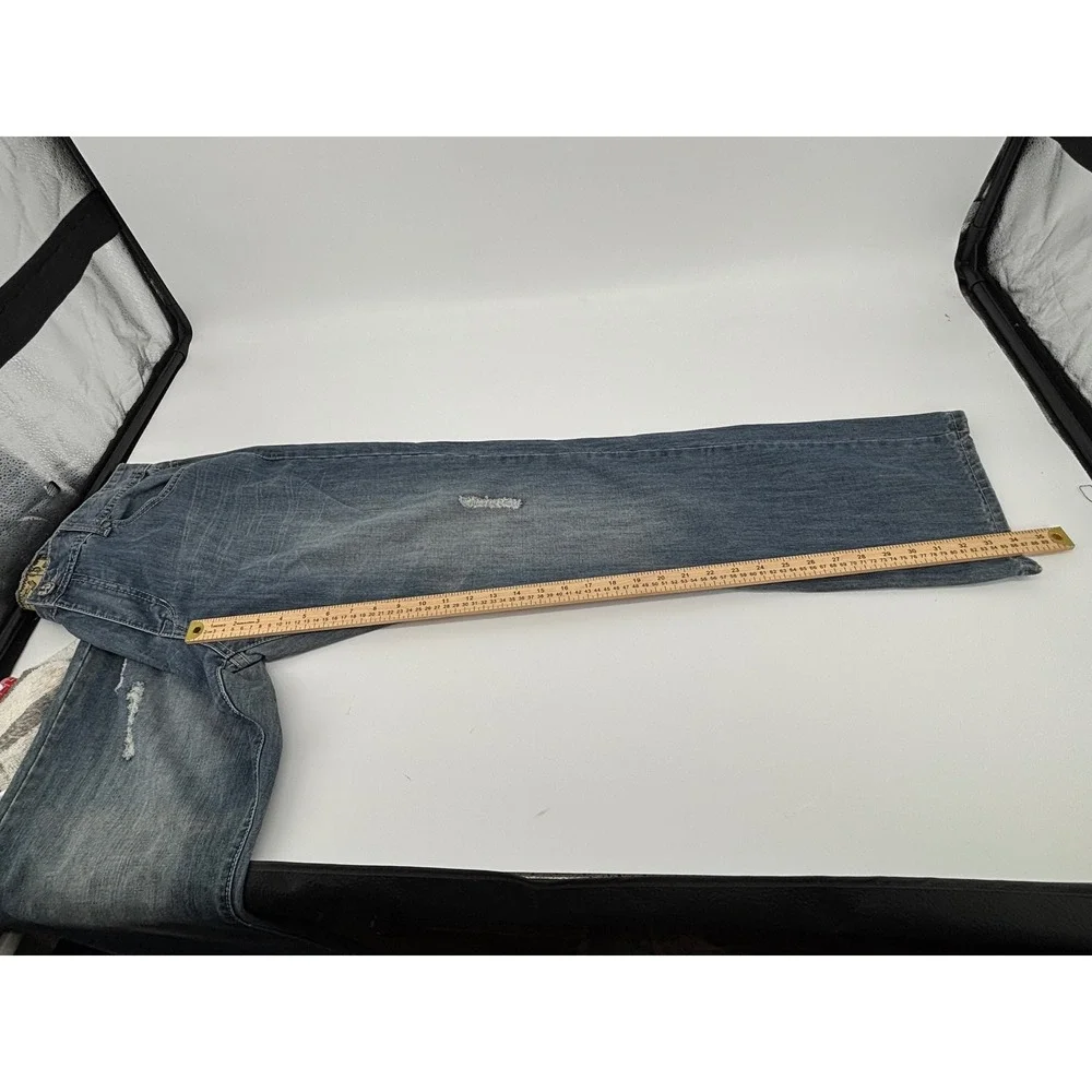 Ecko Unltd Mens Distressed Embroidered Cross Pocket Jeans Blue Size 36 Y2K
